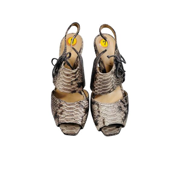 Boutique 9 Snakeskin Leather Sandal Heels Size 7 - Picture 4 of 15